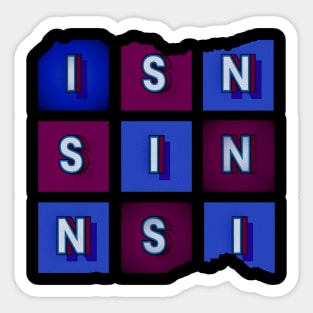 Sin - white letters in blue and red boxes, tender paper Sticker